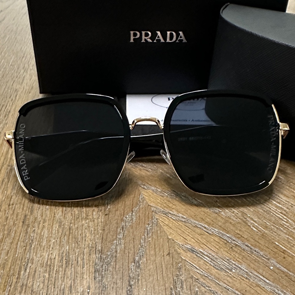 Prada Gold and Black Sunglasses - Picture 2 of 7